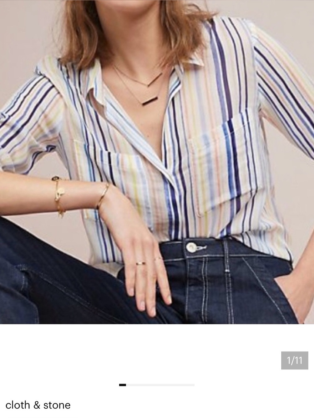Anthropologie cloth & stone Super Soft Striped Button-Down Shirt XL